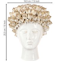 Artikel Kopfvase Keramik Vase mit Rosen Weiß Braun Ø19cm H2,5cm