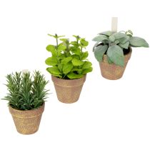 Artikel Kräutertopf künstlich mit Deko Kräutern für Küche Garten Balkon oder Terrasse 15m 3St