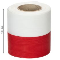 Artikel Kranzbänder Moiré Weiß-Rot 100 mm