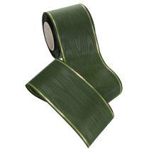 Artikel Kranzband Dunkelgrün mit Goldkante 75mm 25m - Ideal für Trauerschleifen und Floristik