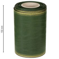 Artikel Kranzband Moiré 150mm Dunkelgrün mit Perlkante in Gold, Taftbindung 25m Rolle für Dekoration und Gestaltung
