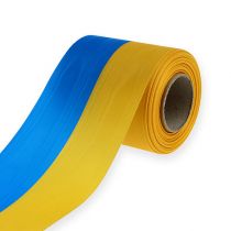 Artikel Kranzband Moiré Blau-Gelb 100 mm