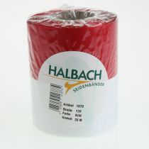 Artikel Kranzbänder Moiré Weiß-Rot 125mm - Trauerband Dekoband Schleifenband Festband 25m Rolle