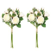 Artikel Künstliche Rosen Kunstblumen Bund Creme 36cm 12St