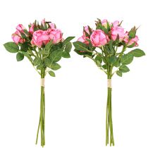 Artikel Künstliche Rosen im Bund Kunstblumen Pink 36cm 12St