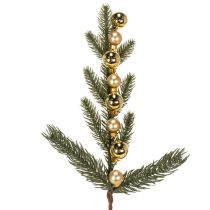 Artikel Künstlicher Tannenzweig mit goldfarbenen Mini-Christbaumkugeln 46cm 2St