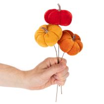 Artikel Deko Kürbis am Draht Herbstdeko Samt Dreifarbiges Set 8cm 9St