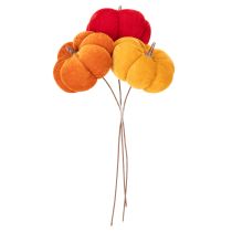 Artikel Deko Kürbis am Draht Herbstdeko Samt Dreifarbiges Set 8cm 9St