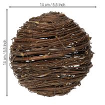 Artikel Kugel aus Reben Natur Braun zum Dekorieren Ø14cm H14cm