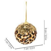 Artikel Weihnachtskugel Leopard Muster mit goldenem Glitzer 7cm 3St