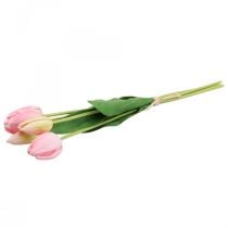 Kunstblumen Tulpe Rosa, Frühlingsblume 48cm 5er-Bund