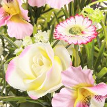 Artikel Kunstblumenstrauß Creme Rosa Lila Grün Tischdeko elegant