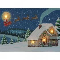 LED Bild Weihnachten Weihnachtsmann mit Schlitten LED Wandbild 38x28cm