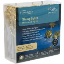 Artikel LED Lichterkette Sterne Micro LED Timer Innen Gold 1,90m