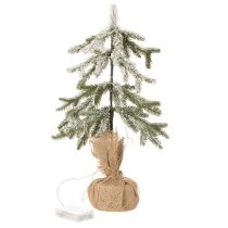 Artikel Kunstpflanze beschneit LED Tannenbaum im Jutesack Batteriebetrieben Für innen 50cm