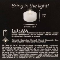 Artikel LED-XL-Teelicht Weiß Echtwachs mit Timer Warmweiß 6cm 2St