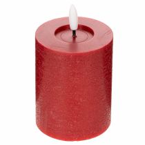 Artikel LED-Stumpenkerze aus Echtwachs in Rot mit Timer und warmweißem Licht 12cm