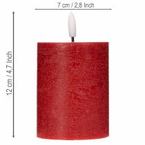 Artikel LED-Stumpenkerze aus Echtwachs in Rot mit Timer und warmweißem Licht 12cm
