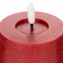 Artikel LED-Stumpenkerze aus Echtwachs in Rot mit Timer und warmweißem Licht 12cm