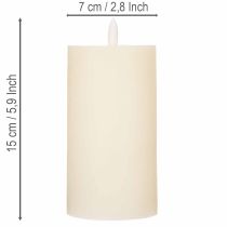 Artikel LED-Stumpenkerze aus Echtwachs in Weiß mit Timerfunktion Warmweiß 15cm