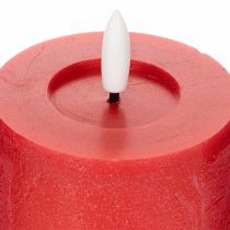 Artikel LED-Stumpenkerze in Rot mit Timer und warmweißem Licht aus Echtwachs 15cm