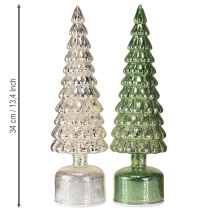 Artikel LED Weihnachtsbaum drehend Grün Silber H34cm 2 St