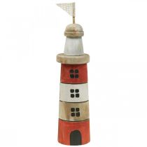 Artikel Leuchtturm aus Holz Maritime Holzdeko Rot Weiß H30,5cm