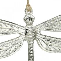 Libelle aus Metall, Sommerdeko, Deko-Libelle zum Hängen Silbern B12,5cm