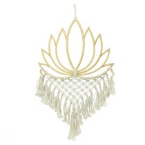 Makramee Wanddeko Lotus Deko Bambus Natur Creme 70cm