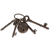 Artikel Metall Deko Schlüssel Bund mit Schloss Braun H22cm