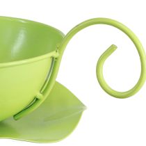 Artikel Metall Deko Tasse Apfelgrün mit Unterteller H8cm Ø11,5cm 2St