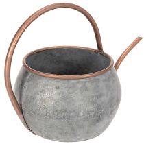 Artikel Metall Dekokanne Vintage Landhausstil, Gartendeko Gießkanne zum Bepflanzen, Silber Kupfer L41cm Ø26cm H30cm