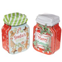 Artikel Metalldose Keksdose Weihnachtsmotiv im Keksglas-Design 15cm 2St