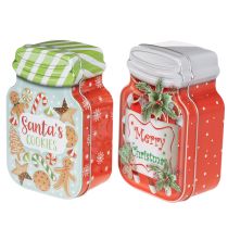 Artikel Metalldose Keksdose Weihnachtsmotiv im Keksglas-Design 15cm 2St