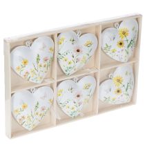 Artikel Herz Anhänger mit floralen Mustern als Wanddekoration 7cm 6St