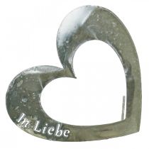 Artikel Metallstecker “Unvergessen” „In Liebe" “In Erinnerung”, Trauerdeko Herzen, Silbern 8×7cm 12St