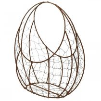 Artikel Drahtkorb, Pflanzgefäß aus Metall, Frühlingsdeko, Osterkorb Braun, Edelrost H34cm L30cm