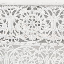 Artikel Metallschalen Spitzenmuster, Dekogefäß Eckig, Shabby Chic, Weiß 27/23/19cm H13,5cm 3er-Set