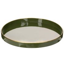 Artikel Deko Tablett in Grün mit Goldkante modern 30cm