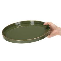 Artikel Deko Tablett in Grün mit Goldkante modern 30cm