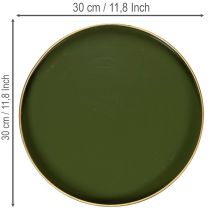 Artikel Deko Tablett in Grün mit Goldkante modern 30cm