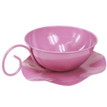 Artikel Metalltasse Ø16cm H9cm Deko Tasse mit Unterteller Pink 2St