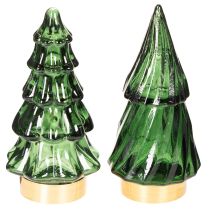 Artikel Glas Tannenbaum mit LED Tischdeko Weihnachten 13cm 2St