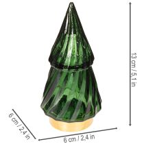 Artikel Glas Tannenbaum mit LED Tischdeko Weihnachten 13cm 2St