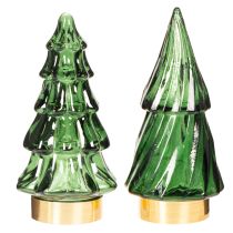 Artikel Glas Tannenbaum mit LED Tischdeko Weihnachten 13cm 2St