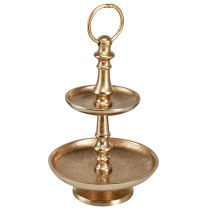 Artikel Mini Etagere Metall Deko Gold matt 2-stöckig Tischdeko H22cm