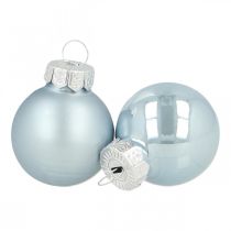 Mini Weihnachtskugel Glas Blau Glanz/Matt Ø2,5cm 24St