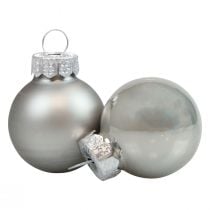 Mini Weihnachtskugeln Glas Silber Glanz/Matt Ø2,5cm 20St