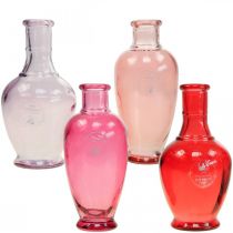Floristik24 Minivasen Glas Deko Glasvasen Rosa Pink Rot Lila 15cm 4St