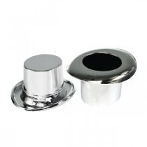 Artikel Mini-Zylinder, Streudeko Silvester, Tischdeko für Neujahr Silbern H2,5cm L5cm 9St
